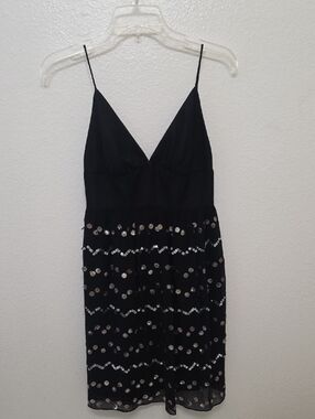 Vintage Milly Black Sequin-Accent Strap Dress